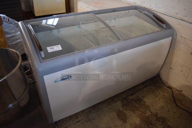 BRAND NEW SCRATCH AND DENT! KoolMore MCF-16C Metal Commercial Floor Style Freezer Merchandiser w/ Sliding Lids on Commercial Casters. 115 Volts, 1 Phase. 60x27x34. Tested and Working!