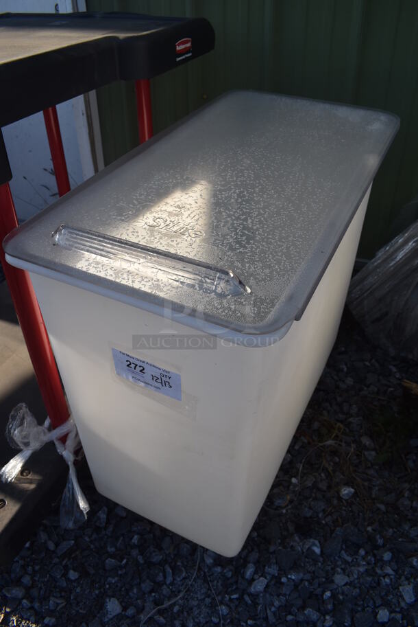 White Poly Ingredient Bin w/ Clear Lid on Commercial Casters. 15x29x27 - Image 2 of 4