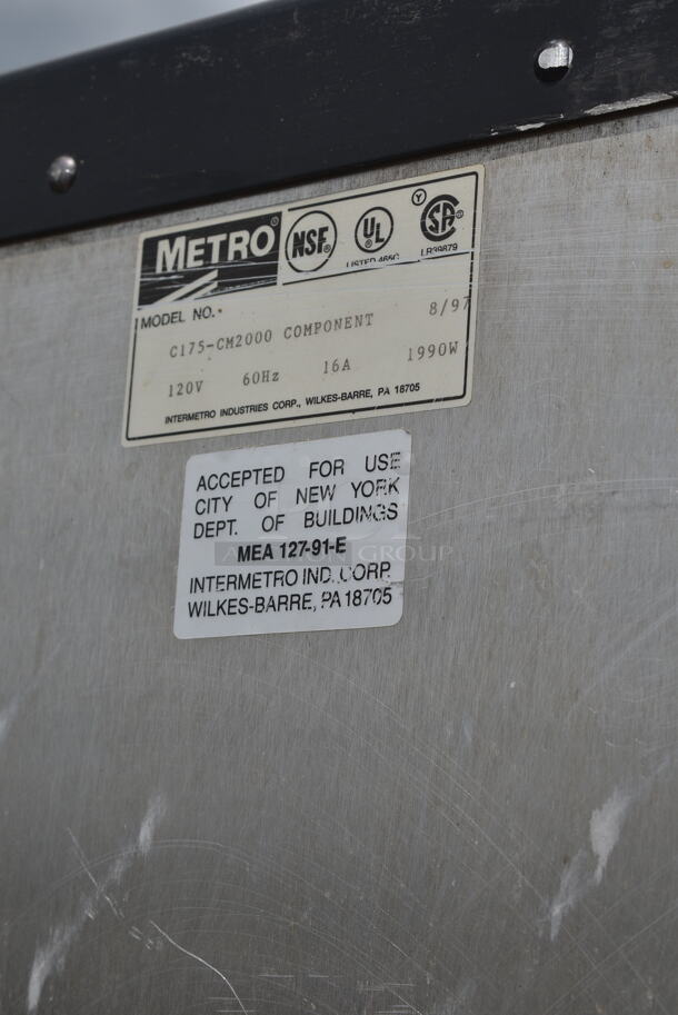 Metro C175-CM2000 Metal Heated Holding Cabinet on Commercial Casters. 120 Volts, 1 Phase. Cannot Test Due To Missing Power Cord - Image 4 of 4