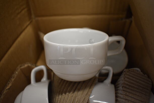 72 BRAND NEW IN BOX! Sant Andrea White Ceramic Mugs. 3.5x2.75x2. 72 Times Your Bid!