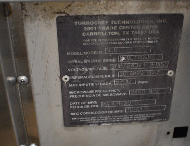 2015 Turbochef Model NGO Metal Commercial Countertop Electric Powered Rapid Cook Oven. 208/240 Volts, 1 Phase. 16x29x26 - Image 6 of 6