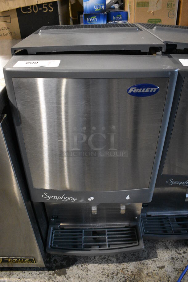 2018 Follett Model 12CI425A Symphony Plus Stainless Steel Commercial Countertop Ice Machine w/ Ice and Water Dispenser. 115 Volts, 1 Phase. 16.5x23.5x33