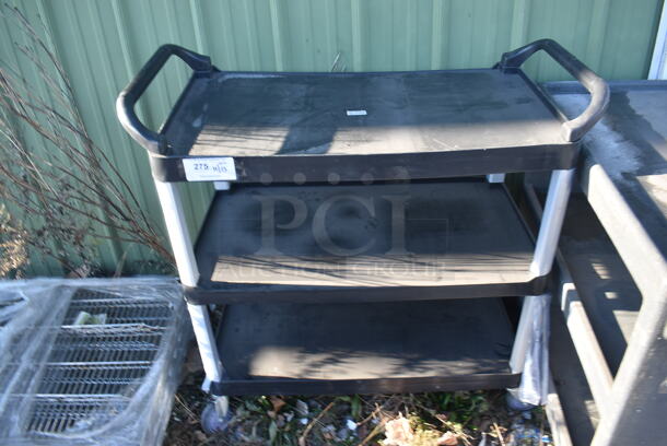 Black Poly 3 Tier Cart on Commercial Casters. 40x20x38