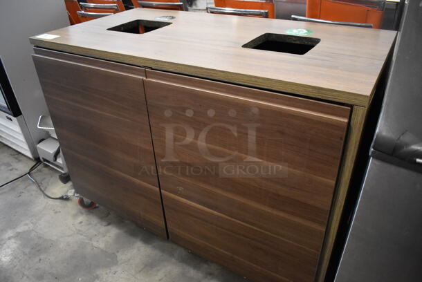Wood Pattern 2 Door Trash Can Shell on Commercial Casters. 50x26x37 - Image 5 of 5