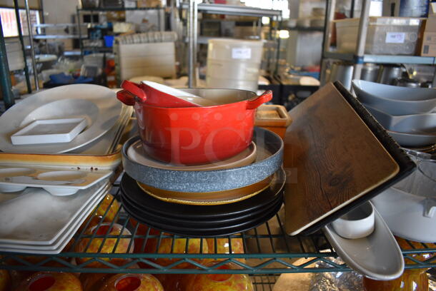 ALL ONE MONEY! Lot of 3 Tiers of Various Items Including Dishes, Metal Pots - Image 5 of 9