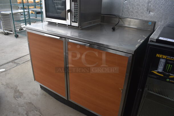 Duke Model RUF-48M Stainless Steel Commercial 2 Door Work Top Counter Cooler w/ Wood Pattern Doors. 120 Volts, 1 Phase. 48x30x40. Tested and Powers On But Temps at 47 Degrees - Image 2 of 5
