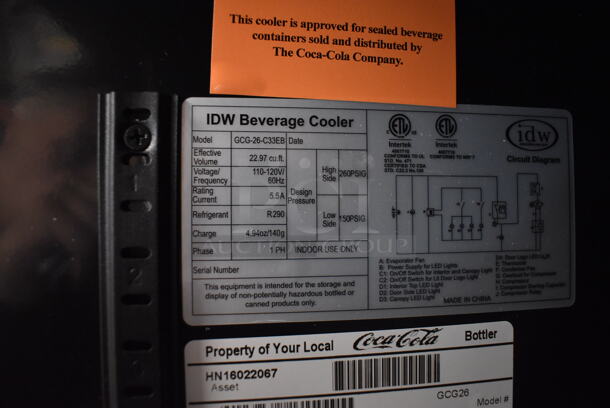 IBW GCG-26-C33EB Commercial Single Glass Door Black Merchandiser Cooler With Steel Shelves and Bottle Slides. 110-120V, 1 Phase. Tested and Working! - Image 5 of 5
