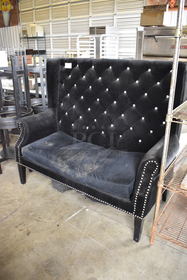 Black Chair w/ Arm Rests and Nail Head Trim. 59x30x50 - Image 2 of 6