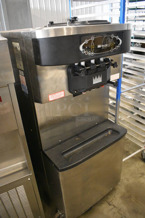 2012 Taylor Model C713-33 Stainless Steel Commercial Floor Style 2 Flavor w/ Twist Soft Serve Ice Cream Machine on Commercial Casters. 208-230 Volts, 3 Phase. 25x36x60 - Image 2 of 6