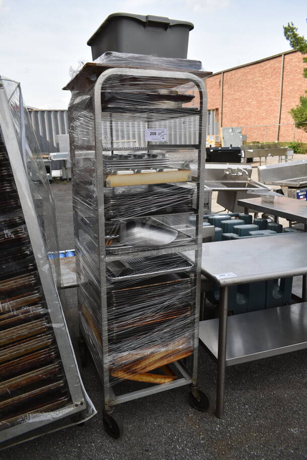 Metal Commercial Pan Transport Rack w/ Contents Including 20 Metal Baking Pans on Commercial Casters.  - Image 2 of 4