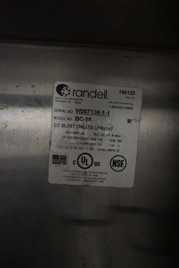 2013 Randell BC-18 Stainless Steel Commercial Blast Chiller w/ 4 Probes. 115/230 Volts, 1 Phase.  - Image 6 of 7