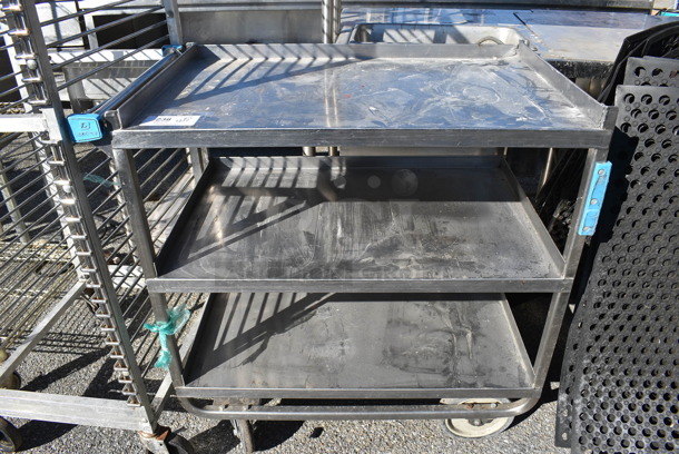 Stainless Steel 3 Tier Cart on Commercial Casters. 39x21.5x37
