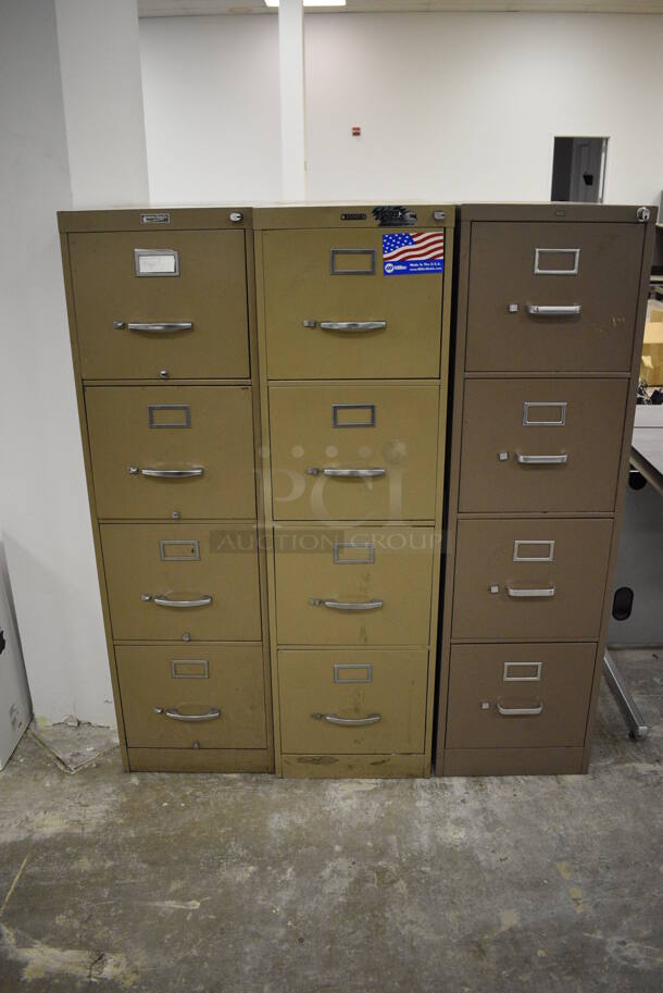 3 Tall Metal Filing Cabinets With 4 Drawers. 3 Times Your Bid! 
