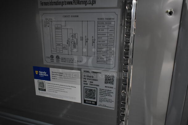 BRAND NEW SCRATCH AND DENT! 2023 Avantco 178SSPPT3 Stainless Steel Commercial Pizza Prep Table on Commercial Casters. 115 Volts, 1 Phase. Tested and Working! - Image 11 of 11