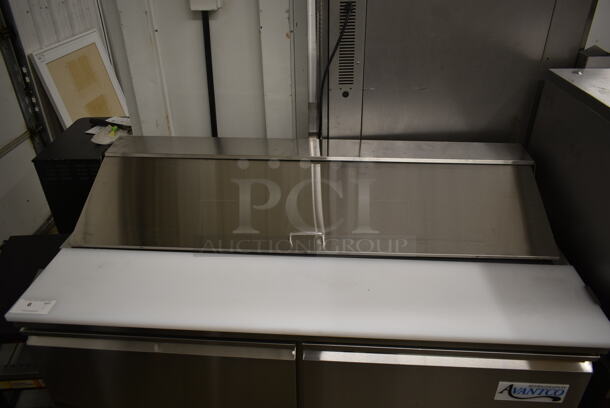 BRAND NEW SCRATCH AND DENT! 2022 Avantco 178SSPT60HC Stainless Steel Commercial Sandwich Salad Prep Table Bain Marie Mega Top on Commercial Casters. 115 Volts, 1 Phase. Tested and Working! - Image 2 of 9