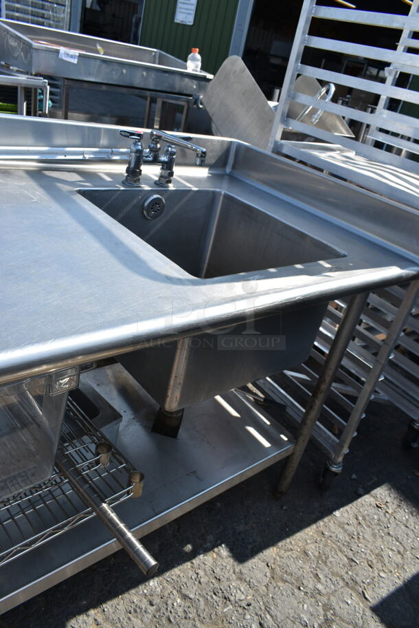Stainless Steel Table w/ Sink Basin, Faucet, Handles, Drawer, Commercial Can Opener and Under Shelf.  - Image 5 of 7