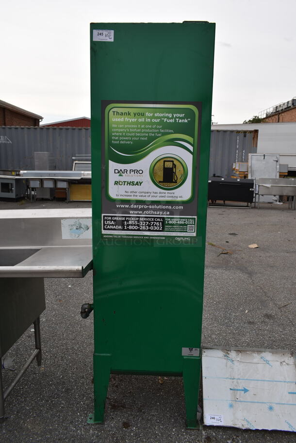 Green Metal Used Fryer Oil Fuel Storage Tank.