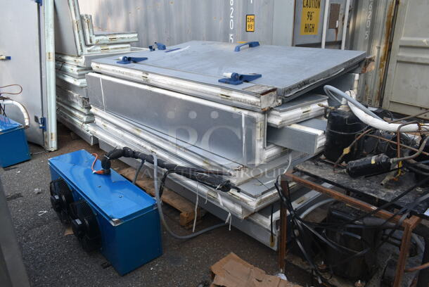 2 6'x8' Mr Winter Walk In Boxes - 1 Cooler and 1 Freezer w/ QTAJA7494ZXD-WC 200-230 Volt Compressor, QTAVA2490ZXN WC 220 Volt Compressor, Eagle EVWAL090B 230 Volt, 1 Phase Evaporator Fan and Eagle EVWEL090B 230 Volt, 1 Phase Evaporator Fan. Freezer Box Has a Floor, Cooler Box Does Not Have a Floor. 2 Times Your Bid! Picture of the Units Before Removal Is Included In the Listing. - Image 9 of 12