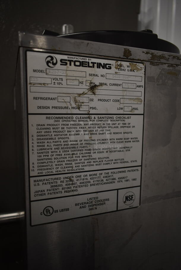 Stoelting LE257-37 Stainless Steel Commercial Floor Style Air Cooled Frozen Beverage Machine. 115 Volts, 1 Phase.  - Image 7 of 7
