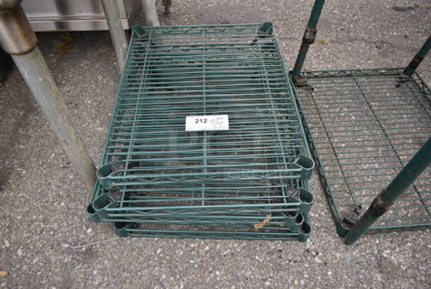 ALL ONE MONEY! Lot of 5 Green Finish Wire Shelves.