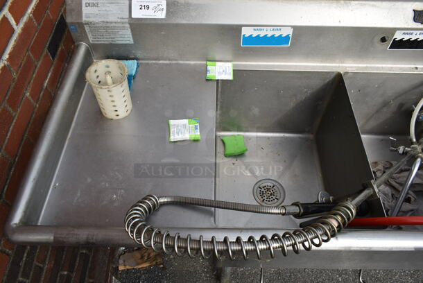 Duke Stainless Steel Commercial 3 Bay Sink w/ Dual Drain Boards, Faucet, Handles and Spray Nozzle Attachment. Bays 16x21. Drain Boards 16x23 - Image 3 of 6