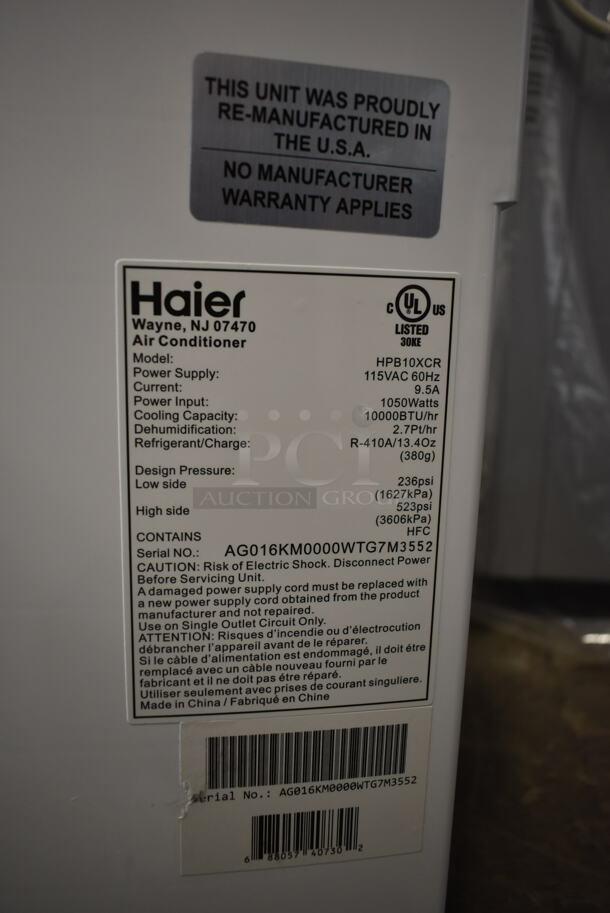 Haier HPB10XCR Metal Floor Style Air Conditioner. 10,000 BTU / Hr. 115 Volts, 1 Phase. Tested and Working! - Image 6 of 9