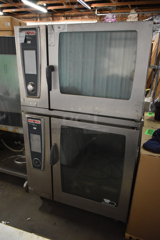 2 2013 Rational Stainless Steel Commercial Combitherm Self Cooking Center Convection Ovens on Commercial Casters. Top Model: SCC WE 62. Bottom Model: SCC WE 102. 480 Volts, 3 Phase. 2 Times Your Bid! - Image 1 of 9