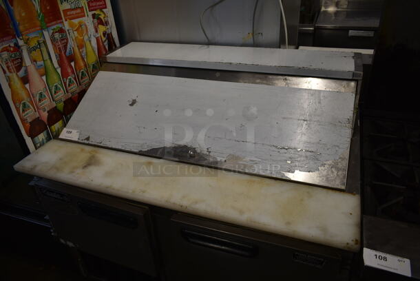 2015 Leader LM48 S/C Stainless Steel Commercial Sandwich Salad Prep Table Bain Marie Mega Top on Commercial Casters. 115 Volts, 1 Phase.  Tested and Working! - Image 2 of 7