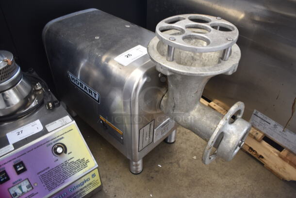 Hobart 4822 Commercial Stainless Steel Countertop Meat Chopper With Chopper Plate On Galvanized Legs. 208-240V, 3 Phase.  - Image 2 of 4