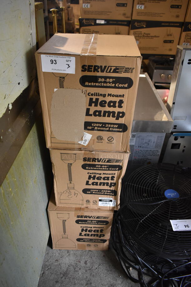 3 BRAND NEW IN BOX! ServIt 423HLR85CR 30-80" Retractable Cord Ceiling Mount Warming Lamps. 120 Volts, 1 Phase. 3 Times Your Bid! - Image 2 of 6