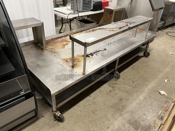 Stainless Steel Commercial Equipment Stand w/ Under Shelf on Commercial Casters. Goes GREAT w/ Lot 90! 94x42x35