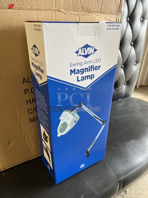 8 BRAND NEW IN BOX! Alvin ML100-DLED White Metal Swing Arm LED Magnifier Lamps. 8 Times Your Bid! - Image 4 of 4