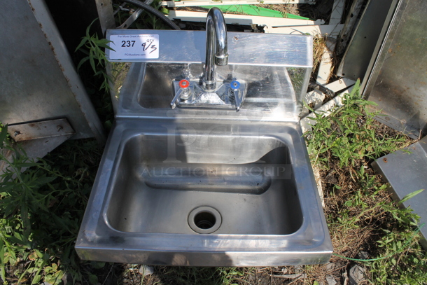 Stainless Steel Commercial Single Bay Wall Mount Sink w/ Faucet and Handles. - Image 2 of 3