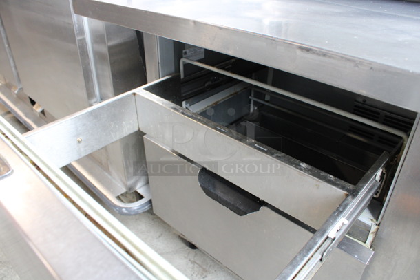Beverage Air Model SPED60-16C-4 Stainless Steel Commercial Sandwich Salad Prep Table Bain Marie Mega Top w/ 4 Drawers on Commercial Casters. 115 Volts, 1 Phase. 60x34x42. Tested and Working! - Image 6 of 8