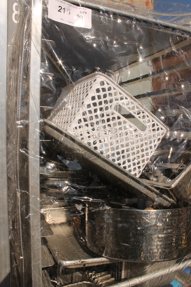 Metal Commercial Pan Transport Rack w/ Contents and Clear Poly Cover on Commercial Casters. - Image 2 of 3