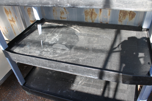 Black Poly 3 Tier Cart w/ Push Handles on Commercial Casters. - Image 3 of 4