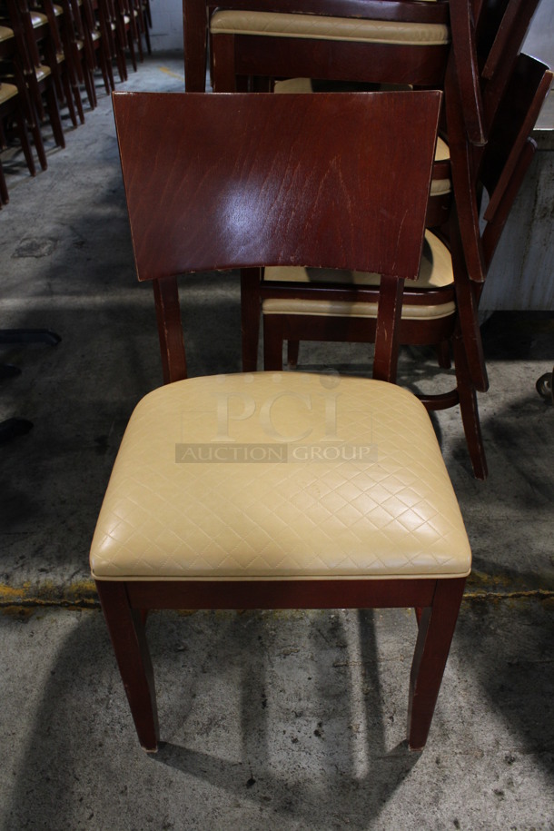 10 Wooden Dining Chairs w/ Tan Quilted Pattern Seat Cushions. Stock Picture - Cosmetic Condition May Vary. 19x21x36. 10 Times Your Bid! - Image 2 of 6