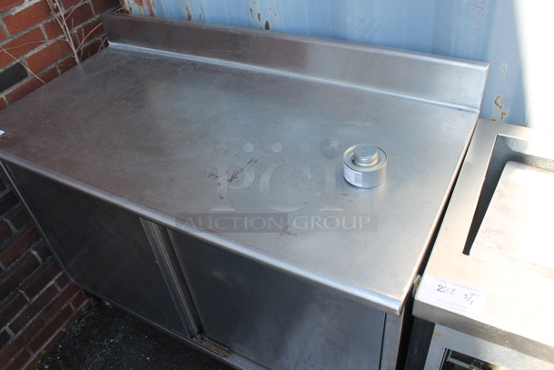 Stainless Steel Commercial Table w/ Back Splash and 2 Doors. - Image 2 of 5