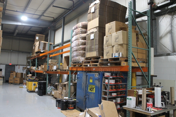 ALL ONE MONEY! Lot of Orange and Green Metal Pallet Racking. Does Not Include Contents. BUYER MUST REMOVE. - Image 1 of 4