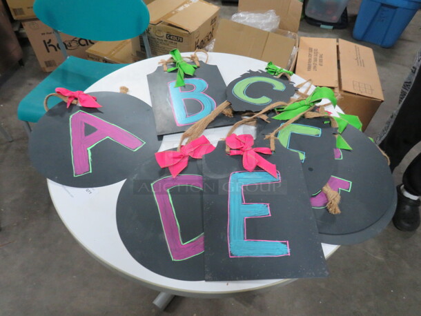 One Lot Of Metal Decor With Assorted Painted Letters. A-L.