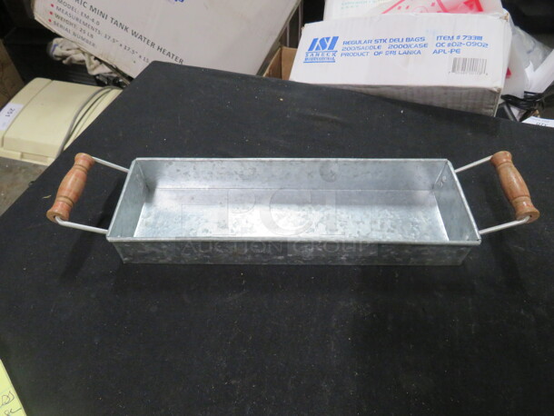 One Pottery Barn Galvanized Serving Tray. 11X4X1.5. 2XBID - Image 1 of 1