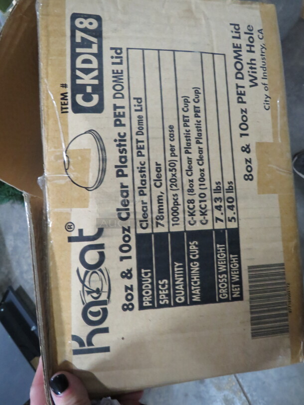One Open Box Of Karat 8oz Dome Lid With Hole.  - Image 2 of 2