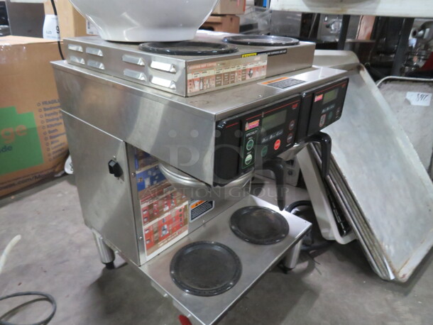 One Bunn Dual Coffee Brewer With Filter Baskets, And Dual Top Warmers. Model# ZXIOM 2/2 TWIN. 7500 Watt. 120/208-240 Volt. 1 Phase. - Image 2 of 3