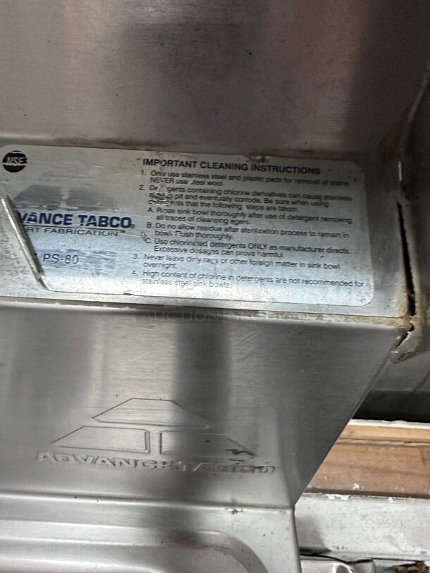 Clean! Advance Tabco 7-PS-80 Stainless Steel Wall Mount Commercial Hand Sink w/17L x 15W x 23D Bowl NSF  - Image 5 of 6