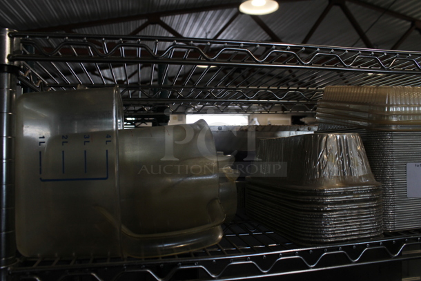 ALL ONE MONEY! Tier Lot of Items on Shelving Unit Including Poly Bins and Paper Products - Image 3 of 3