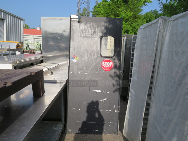 One 35X79 Eliason Kitchen Traffic Door With Hardware. - Image 1 of 1