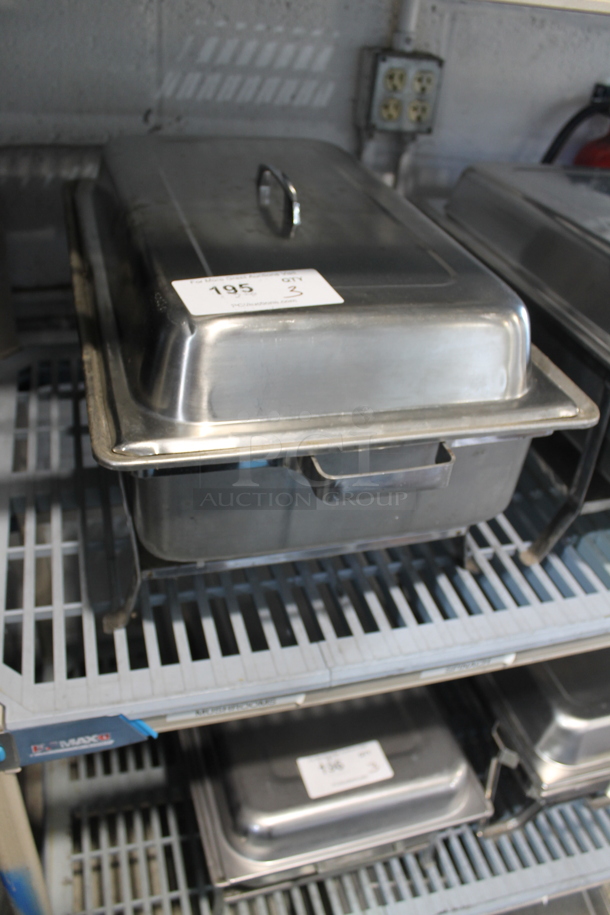 ALL ONE MONEY! Lot of 3 Metal Chafing Dishes w/ Drop In and Lid - Image 2 of 3