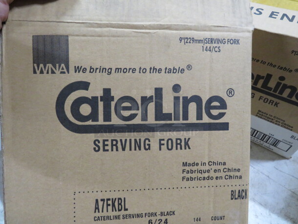 One Box Of 144 NEW Caterline Black Poly Serving Fork. #A7FKBL - Image 2 of 2