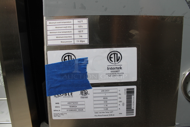BRAND NEW SCRATCH AND DENT! 2023 Noble 495HTGW22 Stainless Steel Commercial Undercounter Glass Washer. 208-240 Volts, 1 Phase. - Image 6 of 11