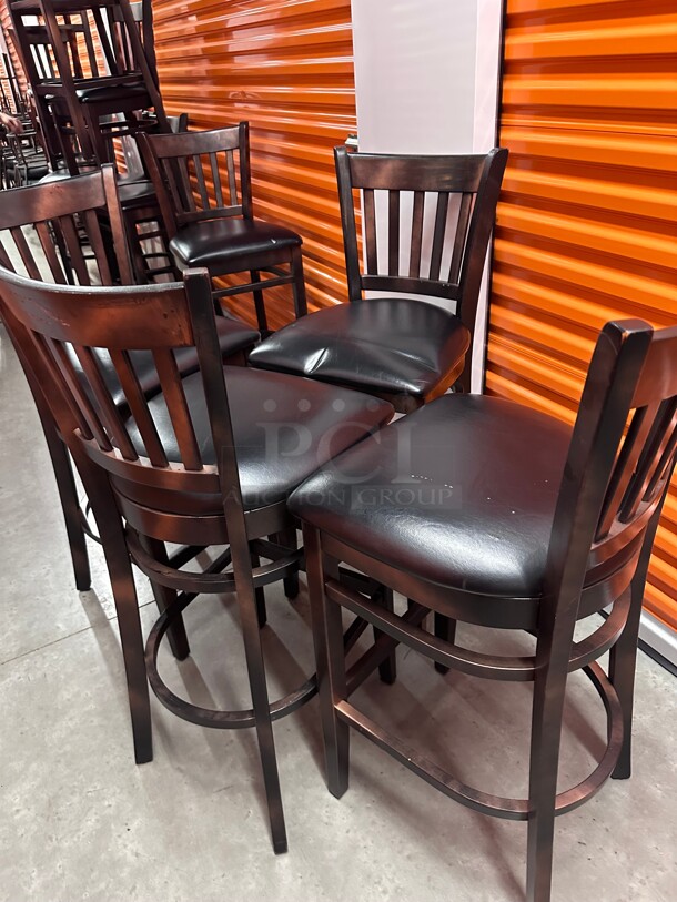 Clean! Classic Luxury Wooden Upholstered Black Leather Dining Chair Heavy Duty  - Image 4 of 6